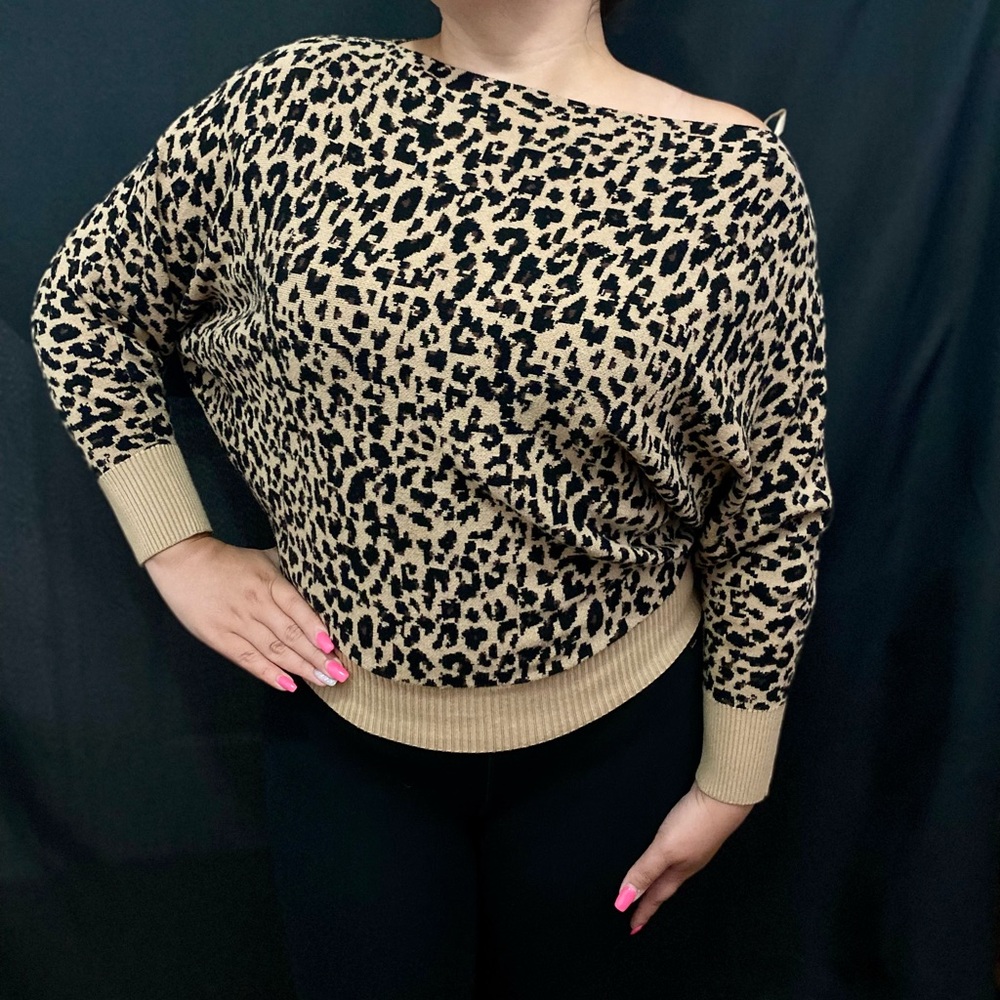 Leopard NY & Company off the shoulder sweater